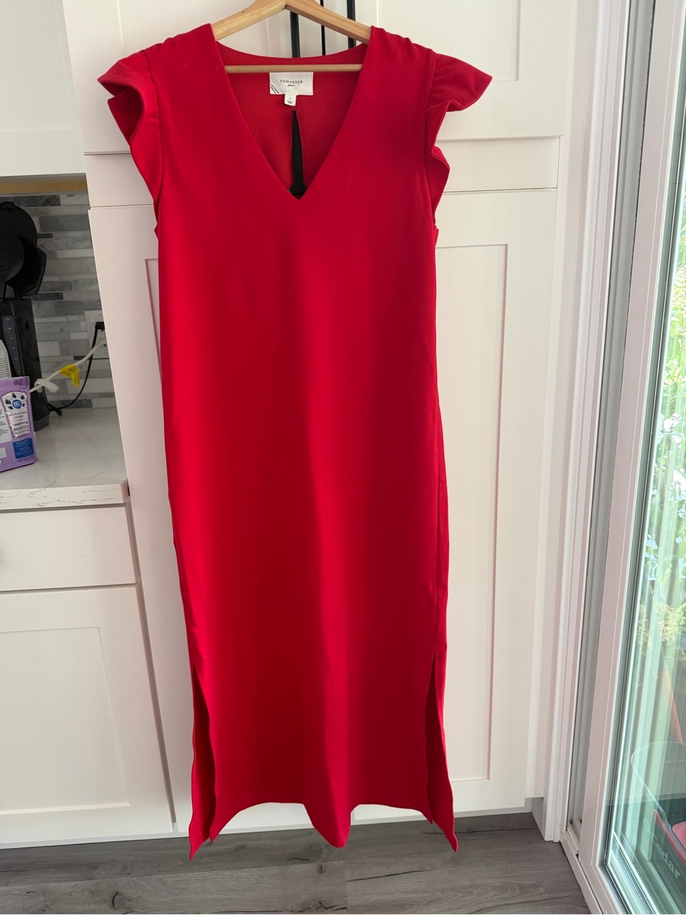 Pomander Place Red V-Neck Flutter Sleeve Maxi Dress